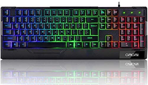 CHONCHOW RGB Gaming Keyboard,Wired LED Backlit Keyboard with Wrist Rest,Multimedia Key,Whisper Silent,Water Risistance,Best for Laptop PC Computer PS4