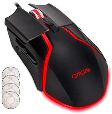 CHONCHOW RGB Gaming Mouse, Wired Gaming Mice with 8 Programmable Buttons-RGB Lighting-Weight System-Replacement Grip-16400 DPI Optical Sensor