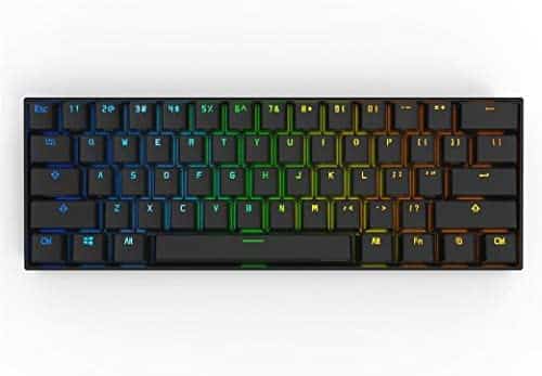 CORN Anne Pro 2 61 Keys Mechanical Gaming Keyboard 60% True RGB Backlit – Wired/Wireless Bluetooth 5.0 PBT Type-c Up to 8 Hours Extended Battery Life, Full Keys Programmable (Kailh Box Brown, Black)