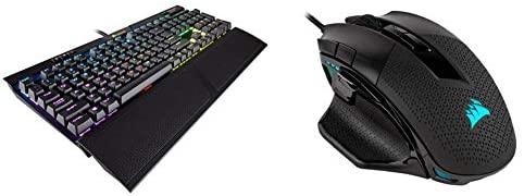 CORSAIR K70 RGB MK.2 Mechanical Gaming Keyboard & Clicky – Cherry MX Blue & Nightsword RGB – Comfort Performance Tunable FPS/MOBA Optical Ergonomic Gaming Mouse, Black