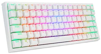 CQ84 Wireless Mechanical Gaming Keyboard, Programmable RGB Backlit, Bluetooth, Blue Switches, 84 Keys, Wired 60% Keyboard for iPad, iMac Android/Windows Tablet Laptop Desktop, White