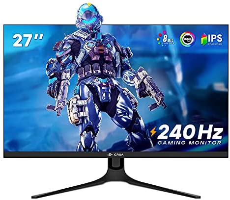 CRUA 27 inch 240hz IPS Gaming Monitor,Full HD Frameless 100% sRGB 1080P Fast IPS Monitor,1ms Response Time with FreeSync and Low Motion Blur,Eye Care Gaming Monitor VESA,DisplayPort,HDMI