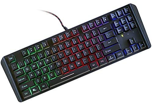 CTBTBESE RGB Backlit Gaming Keyboard, Mechanical Feel 87 Keys Wired Gaming Keyboard is Quiet, LED Rainbow Backlit Keyboard Water Proof，Suitable for PC Game Player Office