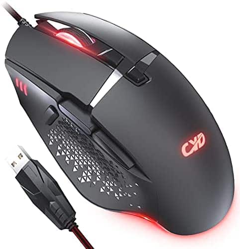 CYD Gaming-Mouse Wired for Big Hands, USB Computer Mice with 7200 DPI Optical Sensor, 8 Programmable Buttons Ergonomic RGB Led Mouse for Laptop PC Windows XP 10 8 7 Mac OS Linux Gamers Mouse, Black