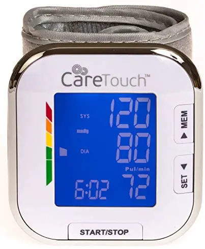 Care Touch Fully Automatic Wrist Blood Pressure Monitor – Platinum Series – 5.5″ – 8.5″ Cuff Size – Batteries and Carrying Case Included