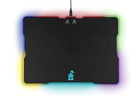 Castle Moat Hard Mouse Pad with LED Lighting Effects – Large Speed Surface with Backlit Perimeter and Logo for Gaming