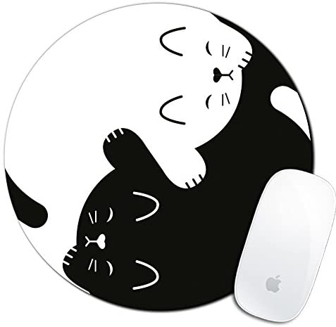 Cat Custom Mouse Pad Gaming Mat Keyboard Pad Waterproof Material Non-Slip Personalized Round Mouse pad (7.8×7.8×0.08Inch)
