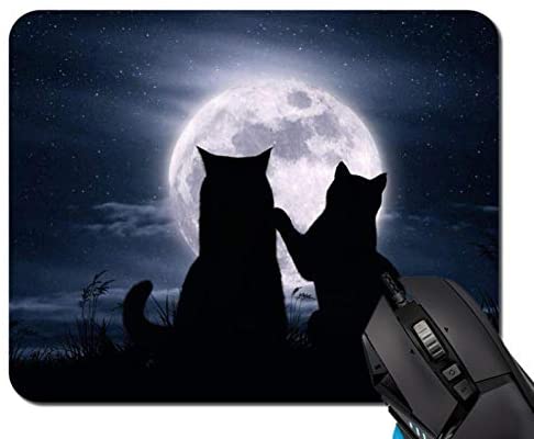 Cats Love Moon Silhouette Mouse Pad Non-Skid Natural Rubber Rectangle Mouse Pads Home Office Computer Gaming Mousepad Mat