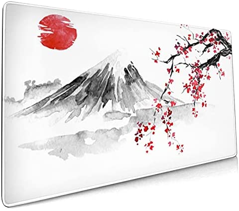 Cherry Blossom Sakura Gaming Mouse Pad 35.4×15.7inch with Stitched Edges Extended Waterproof Desk Pads Non-Slip Rubber Base Large Keyboard Mat Computer Gaming Mousepad for Work/Office/Home (Eight)