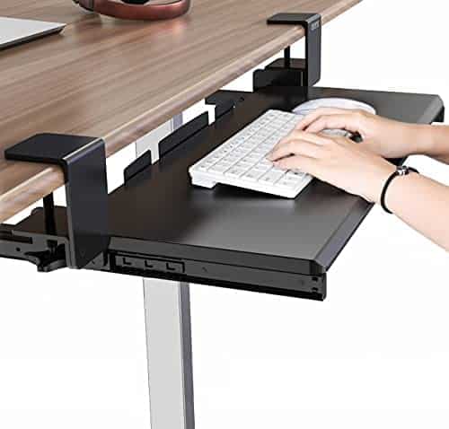 Clamp On Keyboard Tray Under Desk Storage – Ergonomic Desk Drawer Computer Keyboard Stand Under Desk Drawer – Under Desk Keyboard Tray Desk Extender – Office Keyboard Drawer Keyboard Stand for Desk