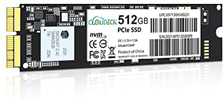 Cloudeck NVMe SSD 512GB, PCIe Gen3x4 Internal Solid State Drive with 3D NAND for MacBook Air (Mid 2013-2017), MacBook Pro(Retina, Late 2013-Mid 2015), Mac Pro(2013) & Mini (2014), iMac(2013-2017)