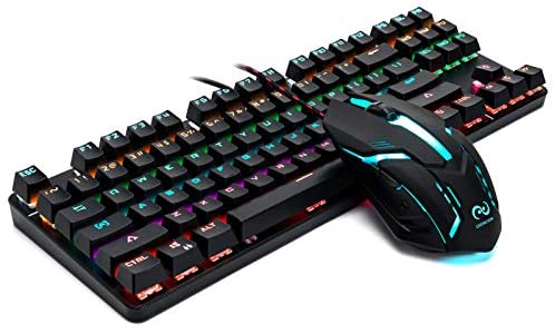 Compact Mechanical Gaming Keyboard and Mouse, CHONCHOW RGB LED Rainbow Tkl Backlit 60% Gaming Keyboard Mouse with Blue Switches Tenkeyless Mechanical Gaming Keyboard for Ps4 Xbox Games