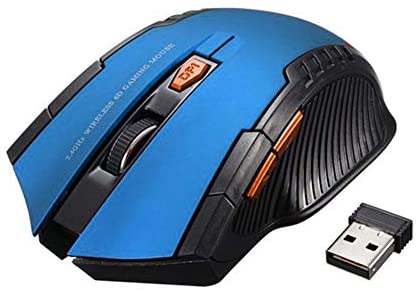 Computer Mouse, 2.4G Wireless 6 Keys 1600DPI Auto Sleep Optical Gaming Mouse Mice for PC Laptop – Blue