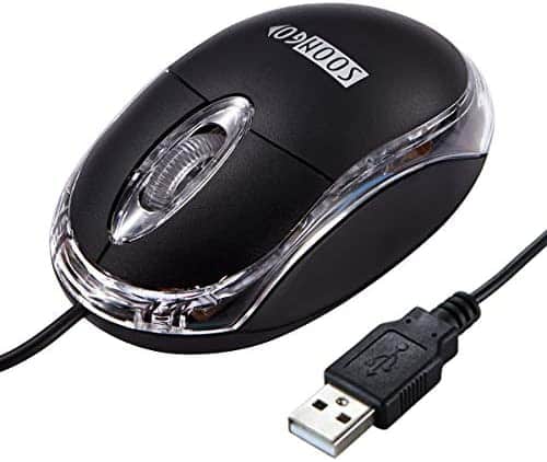 Computer Mouse Mini USB Wired Optical Mice for PC Laptop Desktop Black Color 1.5M Cable by SOONGO