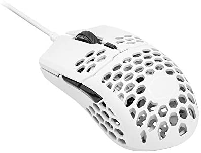 Cooler Master MM710 53G Matte White Gaming Mouse with Lightweight Honeycomb Shell, Ultralight Ultraweave Cable, Pixart 3389 16000 DPI Optical Sensor
