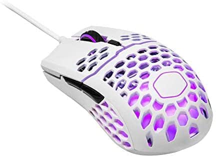 Cooler Master MM711 60G Glossy White Gaming Mouse with Lightweight Honeycomb Shell, Ultraweave Cable, 16000 DPI Optical Sensor and RGB Accents