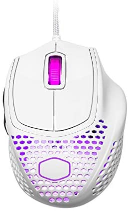 Cooler Master MM720 RGB-LED Claw Grip Wired Gaming Mouse – Ultra Lightweight 49g Honeycomb Shell, 16000 DPI Optical Sensor, 70 Million Click Micro Switches, Smooth Glide PTFE Feet – Glossy White