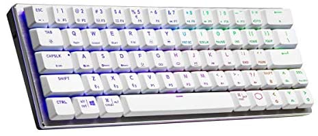 Cooler Master SK622 Wireless 60% Sliver White Mechanical Keyboard with Low Profile Blue Switches, New and Improved Keycaps, and Brushed Aluminum Design
