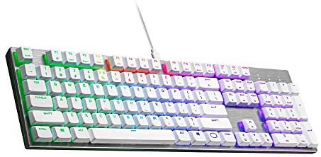 Cooler Master SK650 White Limited Edition Mechanical Keyboard with Cherry MX Low Profile RGB Switches in Brushed Aluminum Design, Full