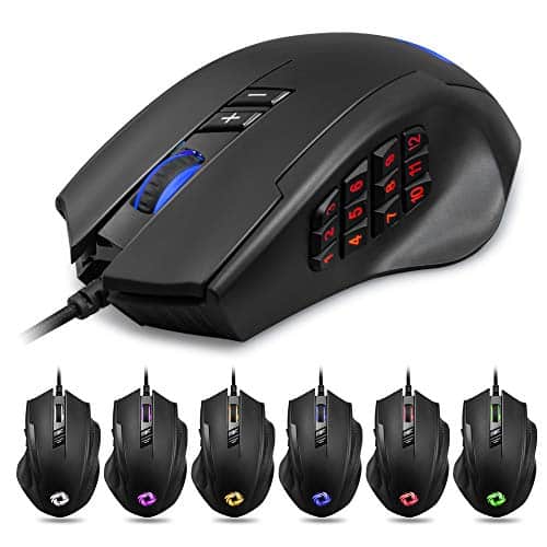 Coolerplus S600 Gaming Mouse with RGB Color Backlit, 10000 DPI Adjustable, Peronallized Weight Comfortable Grip, 17 Programmable Marco Buttons for PC and Laptop Game