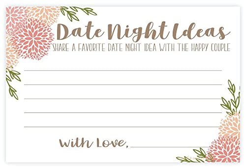 Coral Floral Date Night Ideas Cards (50 Count)