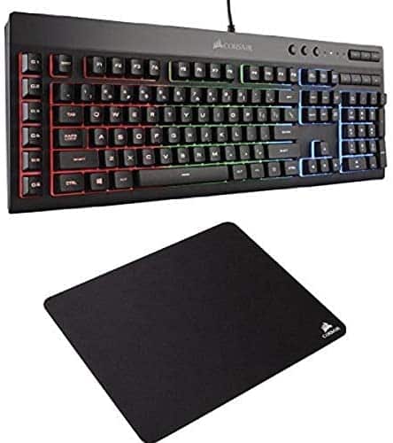 Corsair Gaming K55 RGB Keyboard, Backlit RGB LED with Corsair Gaming MM100 Cloth Mouse Pad