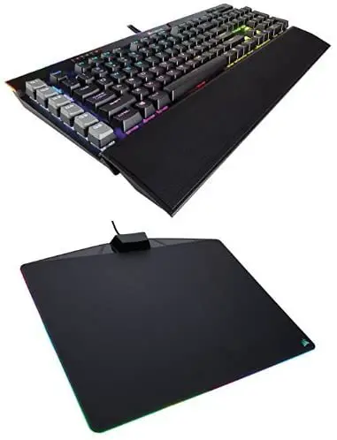Corsair Gaming K95 RGB PLATINUM Mechanical Keyboard, Cherry MX Speed, Black (CH-9127014-NA) and Corsair Gaming MM800 RGB Polaris Mouse Pad