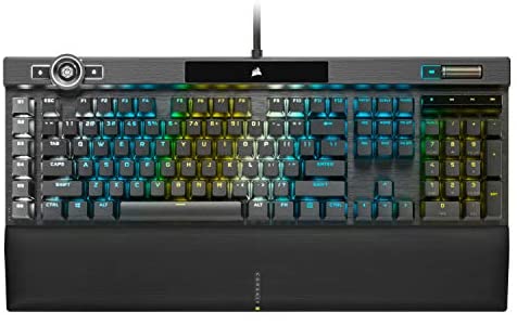 Corsair K100 RGB Optical-Mechanical Gaming Keyboard – Corsair OPX RGB Optical-Mechanical Keyswitches – AXON Hyper-Processing Technology for 4X Faster Throughput – 44-Zone RGB LightEdge