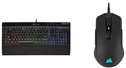 Corsair K55 RGB Gaming Keyboard & M55 RGB Pro Wired Ambidextrous Multi-Grip Gaming Mouse – 12,400 DPI Adjustable Sensor – 8 Programmable Buttons – Black