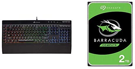 Corsair K55 RGB Gaming Keyboard & Seagate Barracuda 2TB Internal Hard Drive HDD – 3.5 Inch SATA 6Gb/s 7200 RPM 256MB Cache 3.5-Inch – Frustration Free Packaging (ST2000DM008)