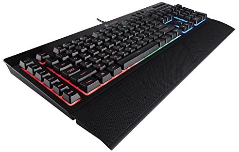 Corsair K55 RGB Gaming Keyboard – IP42 Dust and Water Resistance – 6 Programmable Macro Keys – Dedicated Media Keys – Detachable Palm Rest Included (CH-9206015-NA) , Black