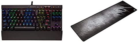 Corsair K65 LUX RGB Compact Mechanical Keyboard – Cherry MX Red – RGB LED Backlit & MM300 – Anti-Fray Cloth Gaming Mouse Pad – High-Performance Mouse Pad Optimized for Gaming Sensors