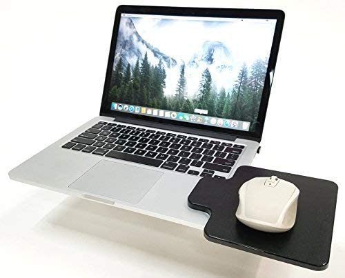 Creator’s Mouse Ledge -Black- 100% MADE IN USA – Platform Laptop Chromebook Computer Extension – Slick Surface W/Edge Guard – Attaches Directly to Either Side of Laptop Creating A Portable Workstation