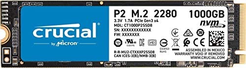 Crucial P2 1TB 3D NAND NVMe PCIe M.2 SSD Up to 2400MB/s – CT1000P2SSD8