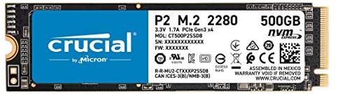 Crucial P2 500GB 3D NAND NVMe PCIe M.2 SSD Up to 2400MB/s – CT500P2SSD8
