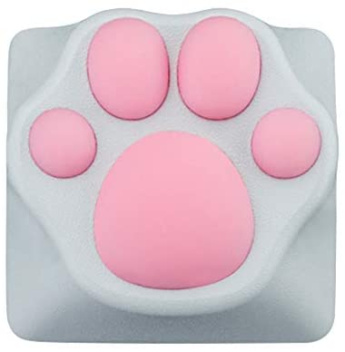 Custom Gaming Keycaps Machinery Keyboard keycaps Cat paw Shape ABS Base for ESC Key, Cat Claw for Cute Keyboard (White/Pink)
