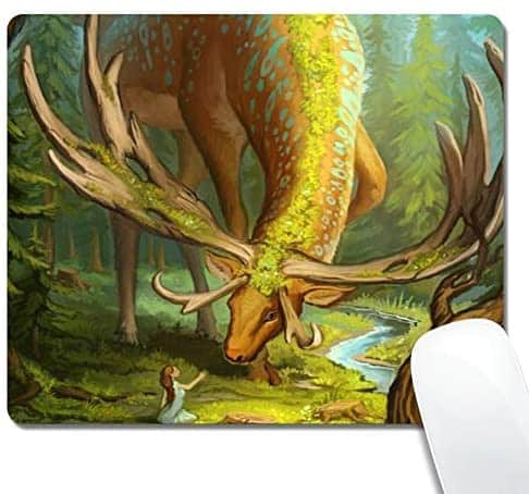Customized Rectangle Mouse Pad, Lady and Deer, Non-Slip Rubber Gaming Mousepad, Durable & Comfortable Mouse Mat with Stylish Pattern