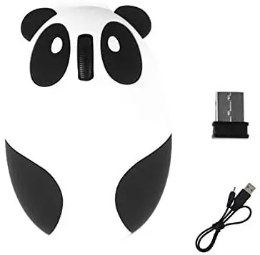 Cute Wireless Mouse Panda Shape Rechargeable Travel 2.4G Wireless Mice with USB Receiver Slient Click for Kids Children Adults