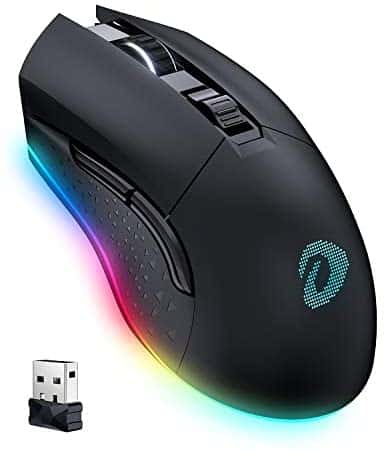 DAREU Wireless Gaming Mouse with 7 Programmable Buttons, Rechargeable RGB Gaming Mice [10000DPI] [150IPS] [1000Hz Polling Rate], Type C RGB Wired Mouse Gaming for PC and Notebook (Black)