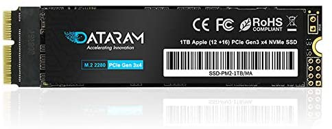DATARAM 1TB M.2 M-Key PCIe NVMe SSD for 2013-16 MacBook, Mac Pro, Air, Mini, iMac