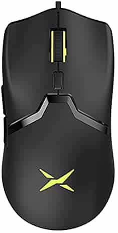 DELUX M800BU 58G(2.05 OZ) Wired Lightweight Gaming Mouse, with PMW3389 16000DPI, Ultralight Weave Cable, 6 Programmable Buttons and RGB Light, Ambidextrous Mice for Claw and Finger Grip (Black)