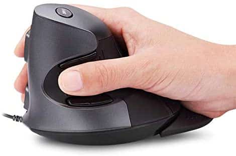 DELUX Upgraded Wired Ergonomic Vertical Mouse, Large Ergonomic Computer Mouse with 6 Programmable Buttons, 4200DPI, Removable Rest and for Reduce Wrist Pain for PC Computer Laptop (M618BU-Black/Grey)