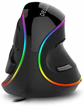 DELUX Wired Ergonomic Vertical Mouse, Large RGB Ergonomic Computer Mouse with 6 Buttons, Removable Wrist Rest, 4000DPI and On-Board Software Reduce Hand Strain,for Carpal Tunnel(M618Plus RGB-Black)