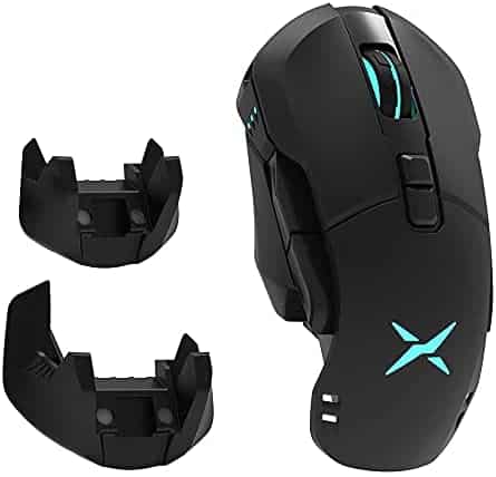 DELUX Wireless Ergonomic Gaming Mouse with PAW3335 Sensor, 100 to 16000DPI, Personalized Basics, 30Hr Rechargeable Battery, Ormon Switch, 7 Programmable Buttons, RGB Optical Gamer Mice(M629DB-Black)