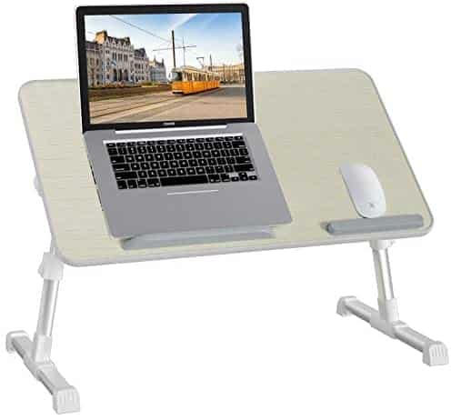 DERIMIZZ Laptop Bed Tray Table, Adjustable Laptop Stand with Foldable Legs, Portable Lap Desk for Working, Writing, Drawing, Eating, Gaming, Computer Tray for Bed Sofa Couch Floor- Beige Large Size