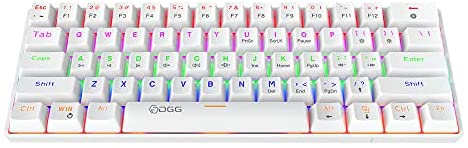 DGG 60 Mechanical Gaming Keyboard Wired, Portable Ergonomic Design RGB Backlight Small Keyboard, Blue Switch,White