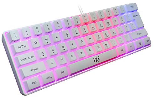 DGG 60% Wired Gaming Keyboard,RGB Backlit Ultra-Compact Mini Keyboard,Waterproof Mini Compact 61 Keys Keyboard, for PC/Mac Gamer, Typist, Travel, Easy to Carry on Business Trip,White