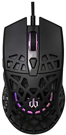 DGG ST-M6 Gaming Ultra Lightweight Honeycomb Shell Wired RGB Gaming Mouse – Pixart 3327 Up to 12400 DPI | Programmable 6 Buttons – 66g Only (Black)