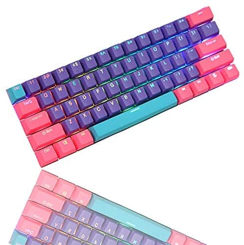 DJIK CJXSP PBT 61 Keycaps 60 Percent, OEM Profile Gaming Keycaps Cherry MX RGB Backlit Keycap Set for 60 Mechanical Keyboard Anne Pro 2PokerRK61GK61Ganss Alt61，Only keycaps (Pink Peach)