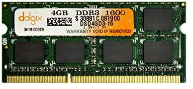 DOLGIX 4GB DDR3 PC3-12800 1600MHz Sodimm Laptop RAM Memory 204-Pin Notebook Upgrade